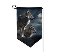 Drapeau de jardin de 30,5 x 45,7 cm, bannière extérieure double face, drapeau de bienvenue saisonnier, drapeau de cour, décoration extérieure, loups au clair de lune pour terrasse, pelouse et