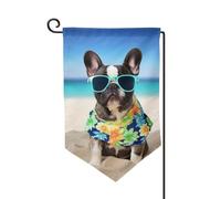 Drapeau de jardin de 30,5 x 45,7 cm, bannière extérieure double face, drapeau de bienvenue saisonnier, drapeau de cour de bienvenue pour extérieur, ferme, bouledogue français, drapeaux d'été pour