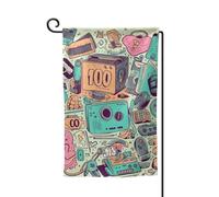 Drapeau de jardin de 30,5 x 45,7 cm, bannière extérieure double face, drapeau de bienvenue saisonnier, décoration extérieure, ferme, illustration « I Love the 90s » pour terrasse, pelouse et