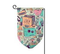 Drapeau de jardin de 30,5 x 45,7 cm, bannière extérieure double face, drapeau de bienvenue saisonnier, décoration extérieure, ferme, illustration « I Love the 90s » pour terrasse, pelouse et