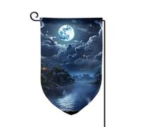 Drapeau de jardin de 30,5 x 45,7 cm, bannière extérieure double face, drapeau de bienvenue saisonnier, décoration extérieure, ferme, drapeaux de nuit au clair de lune pour terrasse, pelouse et