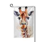 Drapeau de jardin de 30,5 x 45,7 cm, bannière extérieure double face, drapeau de bienvenue saisonnier, décoration extérieure, ferme, animal élégant, aquarelle, girafe pour terrasse, pelouse et