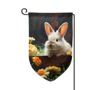 Drapeau de jardin de 30,5 x 45,7 cm, bannière extérieure double face, drapeau de bienvenue saisonnier, drapeau de cour de bienvenue pour extérieur, ferme, lapin et fleur pour terrasse, pelouse et