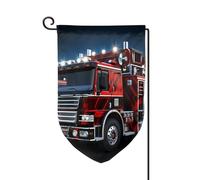 Drapeau de jardin de 30,5 x 45,7 cm, bannière extérieure double face, drapeau de bienvenue saisonnier, drapeau de cour de bienvenue pour extérieur, ferme, camion de pompier et de sauvetage rouge pour