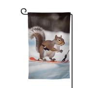 Drapeau de jardin de 30,5 x 45,7 cm, bannière extérieure double face, drapeau de bienvenue saisonnier, drapeau de cour, décoration extérieure, ferme, ski, écureuil, drapeaux pour terrasse, pelouse et