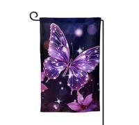 Drapeau de jardin de 30,5 x 45,7 cm, bannière extérieure double face, drapeau de bienvenue saisonnier, drapeau de cour, décoration extérieure, ferme, jolis drapeaux papillons violets pour terrasse