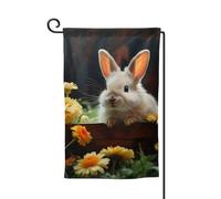 Drapeau de jardin de 30,5 x 45,7 cm, bannière extérieure double face, drapeau de bienvenue saisonnier, drapeau de cour de bienvenue pour extérieur, ferme, lapin et fleur pour terrasse, pelouse et