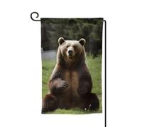 Drapeau de jardin de 30,5 x 45,7 cm, bannière extérieure double face, drapeau de bienvenue saisonnier, décoration extérieure, ferme, ours salut, assis sur la pelouse, drapeaux pour terrasse, pelouse