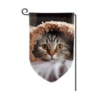 Drapeau de jardin de 30,5 x 45,7 cm, bannière extérieure double face, drapeau de bienvenue saisonnier, décoration extérieure, chat de ferme, drapeau sous couverture pour terrasse, pelouse et