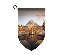 Drapeau de jardin de 30,5 x 45,7 cm, bannière extérieure double face, drapeau de bienvenue saisonnier, décoration extérieure, ferme, musée du Louvre à Paris, drapeaux pour terrasse, pelouse et