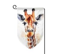Drapeau de jardin de 30,5 x 45,7 cm, bannière extérieure double face, drapeau de bienvenue saisonnier, décoration extérieure, ferme, animal élégant, aquarelle, girafe pour terrasse, pelouse et