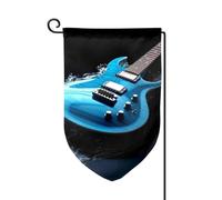 Drapeau de jardin de 30,5 x 45,7 cm, bannière extérieure double face, drapeau de bienvenue saisonnier, drapeau de cour de bienvenue pour extérieur, ferme, drapeaux de guitare bleue pour terrasse