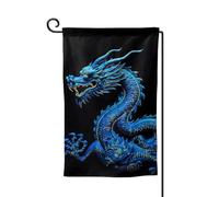 Drapeau de jardin de 30,5 x 45,7 cm, bannière extérieure double face, drapeau de bienvenue saisonnier, drapeau de cour de bienvenue pour extérieur, ferme, drapeau dragon chinois bleu pour terrasse