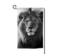 Drapeau de jardin de 30,5 x 45,7 cm, bannière extérieure double face, drapeau de bienvenue saisonnier, drapeau de cour, décoration extérieure, ferme, lion africain, drapeaux noirs et blancs pour