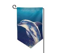 Drapeau de jardin de 30,5 x 45,7 cm, bannière extérieure double face, drapeau de bienvenue saisonnier, drapeau de cour de bienvenue pour extérieur, ferme, dauphin à paillettes pour terrasse, pelouse