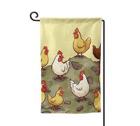 Drapeau de jardin de 30,5 x 45,7 cm, bannière extérieure double face, drapeau de bienvenue saisonnier, décoration extérieure, ferme, une couvée de poulets, drapeaux pour terrasse, pelouse et