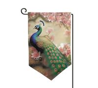 Drapeau de jardin de 30,5 x 45,7 cm, bannière extérieure double face, drapeau de bienvenue saisonnière, décoration extérieure, paon oriental sur arbre à fleurs, drapeaux pour terrasse, pelouse et