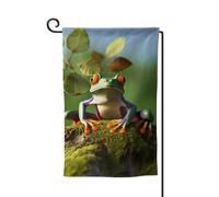 Drapeau de jardin de 30,5 x 45,7 cm, bannière extérieure double face, drapeau de bienvenue saisonnière, décoration extérieure, ferme, paix, grenouille, arbre pour terrasse, pelouse et décoration de
