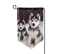 Drapeau de jardin de 30,5 x 45,7 cm, bannière extérieure double face, drapeau de bienvenue saisonnière, décoration extérieure, ferme, adorables drapeaux huskies pour terrasse, pelouse et décoration de