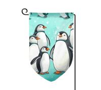 Drapeau de jardin de 30,5 x 45,7 cm, bannière extérieure double face, drapeau de bienvenue saisonnière, décoration extérieure, ferme, pingouins mignons pour terrasse, pelouse et décoration de jardin