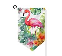 Drapeau de jardin de 30,5 x 45,7 cm, bannière extérieure double face, drapeau de bienvenue saisonnière, décoration extérieure, ferme, aquarelle tropicale, ananas, flamant rose, drapeaux pour terrasse
