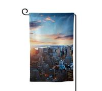 Drapeau de jardin de 30,5 x 45,7 cm, bannière extérieure double face, drapeau de bienvenue saisonnière, décoration extérieure, ferme, horizon de la ville de New York, drapeaux pour terrasse, pelouse