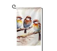 Drapeau de jardin de 30,5 x 45,7 cm, bannière extérieure double face, drapeau de bienvenue saisonnière, décoration extérieure, oiseaux de ferme, oiseaux reposant sur une branche d'arbre, drapeaux pour