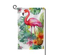 Drapeau de jardin de 30,5 x 45,7 cm, bannière extérieure double face, drapeau de bienvenue saisonnière, décoration extérieure, ferme, aquarelle tropicale, ananas, flamant rose, drapeaux pour terrasse