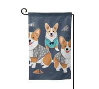 Drapeau de jardin de 30,5 x 45,7 cm, bannière extérieure double face, drapeau de bienvenue saisonnière, décoration extérieure, ferme, portant des vêtements, drapeaux de chiens corgi pour terrasse