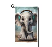 Drapeau de jardin de 30,5 x 45,7 cm, bannière extérieure double face, drapeau de bienvenue saisonnière, décoration extérieure, ferme, drapeaux d'éléphant gris pour terrasse, pelouse et décoration de