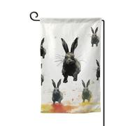 Drapeau de jardin de 30,5 x 45,7 cm, bannière extérieure double face, drapeau de bienvenue saisonnière, décoration extérieure, silhouette de lapins, drapeaux pour terrasse, pelouse et décoration de