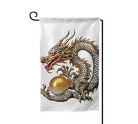 Drapeau de jardin de 30,5 x 45,7 cm, bannière extérieure double face, drapeau de bienvenue saisonnière, décoration extérieure, ferme, dragon chinois avec perles, drapeaux pour terrasse, pelouse et