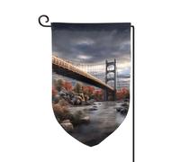 Drapeau de jardin de 30,5 x 45,7 cm, bannière extérieure double face, drapeau de bienvenue saisonnière, décoration extérieure, paysage, pont pour terrasse, pelouse et décoration de jardin