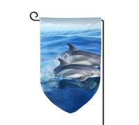 Drapeau de jardin de 30,5 x 45,7 cm, bannière extérieure double face, drapeau de bienvenue saisonnière, décoration extérieure, ferme, dauphin, famille de dauphins, drapeaux pour terrasse, pelouse et