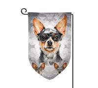 Drapeau de jardin de 30,5 x 45,7 cm, bannière extérieure double face, drapeau de bienvenue saisonnière, décoration extérieure, ferme, chihuahua, lunettes pour patio, pelouse et décoration de jardin