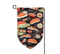 Drapeau de jardin de 30,5 x 45,7 cm, bannière extérieure double face, drapeau de bienvenue saisonnière, décoration extérieure, ferme, sushi japonais, crevettes, drapeaux pour terrasse, pelouse et