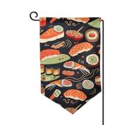 Drapeau de jardin de 30,5 x 45,7 cm, bannière extérieure double face, drapeau de bienvenue saisonnière, décoration extérieure, ferme, sushi japonais, crevettes, drapeaux pour terrasse, pelouse et