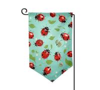 Drapeau de jardin de 30,5 x 45,7 cm, bannière extérieure double face, drapeau de bienvenue saisonnière, décoration extérieure, coccinelles rouges sur fond bleu, drapeaux pour terrasse, pelouse et