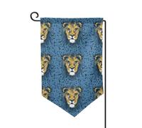 Drapeau de jardin de 30,5 x 45,7 cm, bannière extérieure double face, drapeau de bienvenue saisonnière, décoration extérieure, ferme, tête de lion, drapeaux bleus pour patio, pelouse et décoration de