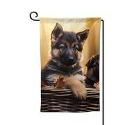 Drapeau de jardin de 30,5 x 45,7 cm, bannière extérieure double face, drapeau de bienvenue saisonnière, décoration extérieure, ferme, petit berger allemand, drapeaux pour terrasse, pelouse et