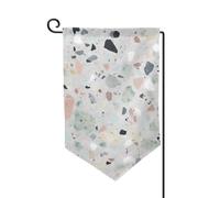 Drapeau de jardin de 30,5 x 45,7 cm, bannière extérieure double face, drapeau de bienvenue saisonnière, décoration extérieure, ferme, marbre terrazzo, drapeaux pastel pour terrasse, pelouse et