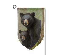 Drapeau de jardin de 30,5 x 45,7 cm, bannière extérieure double face, drapeau de bienvenue saisonnière, décoration extérieure, ferme, ours noir, mère et ourson pour terrasse, pelouse et décoration de