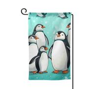 Drapeau de jardin de 30,5 x 45,7 cm, bannière extérieure double face, drapeau de bienvenue saisonnière, décoration extérieure, ferme, pingouins mignons pour terrasse, pelouse et décoration de jardin