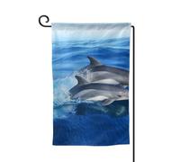 Drapeau de jardin de 30,5 x 45,7 cm, bannière extérieure double face, drapeau de bienvenue saisonnière, décoration extérieure, ferme, dauphin, famille de dauphins, drapeaux pour terrasse, pelouse et