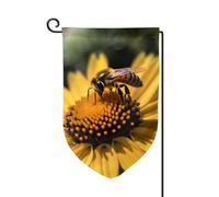 Drapeau de jardin de 30,5 x 45,7 cm, bannière extérieure double face, drapeau de bienvenue saisonnière, décoration extérieure, ferme, fleur jaune avec abeille noire, drapeaux pour terrasse, pelouse et