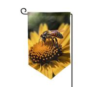 Drapeau de jardin de 30,5 x 45,7 cm, bannière extérieure double face, drapeau de bienvenue saisonnière, décoration extérieure, ferme, fleur jaune avec abeille noire, drapeaux pour terrasse, pelouse et
