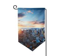 Drapeau de jardin de 30,5 x 45,7 cm, bannière extérieure double face, drapeau de bienvenue saisonnière, décoration extérieure, ferme, horizon de la ville de New York, drapeaux pour terrasse, pelouse
