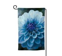 Drapeau de jardin de 30,5 x 45,7 cm, bannière extérieure double face, drapeau de bienvenue saisonnière, décoration extérieure, ferme, fleurs de dahlia bleu pour terrasse, pelouse et décoration de