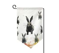 Drapeau de jardin de 30,5 x 45,7 cm, bannière extérieure double face, drapeau de bienvenue saisonnière, décoration extérieure, silhouette de lapins, drapeaux pour terrasse, pelouse et décoration de