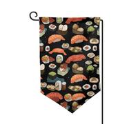 Drapeau de jardin de 30,5 x 45,7 cm, bannière extérieure double face, drapeau de bienvenue saisonnière, décoration extérieure, ferme, sushi japonais, drapeaux noirs pour terrasse, pelouse et